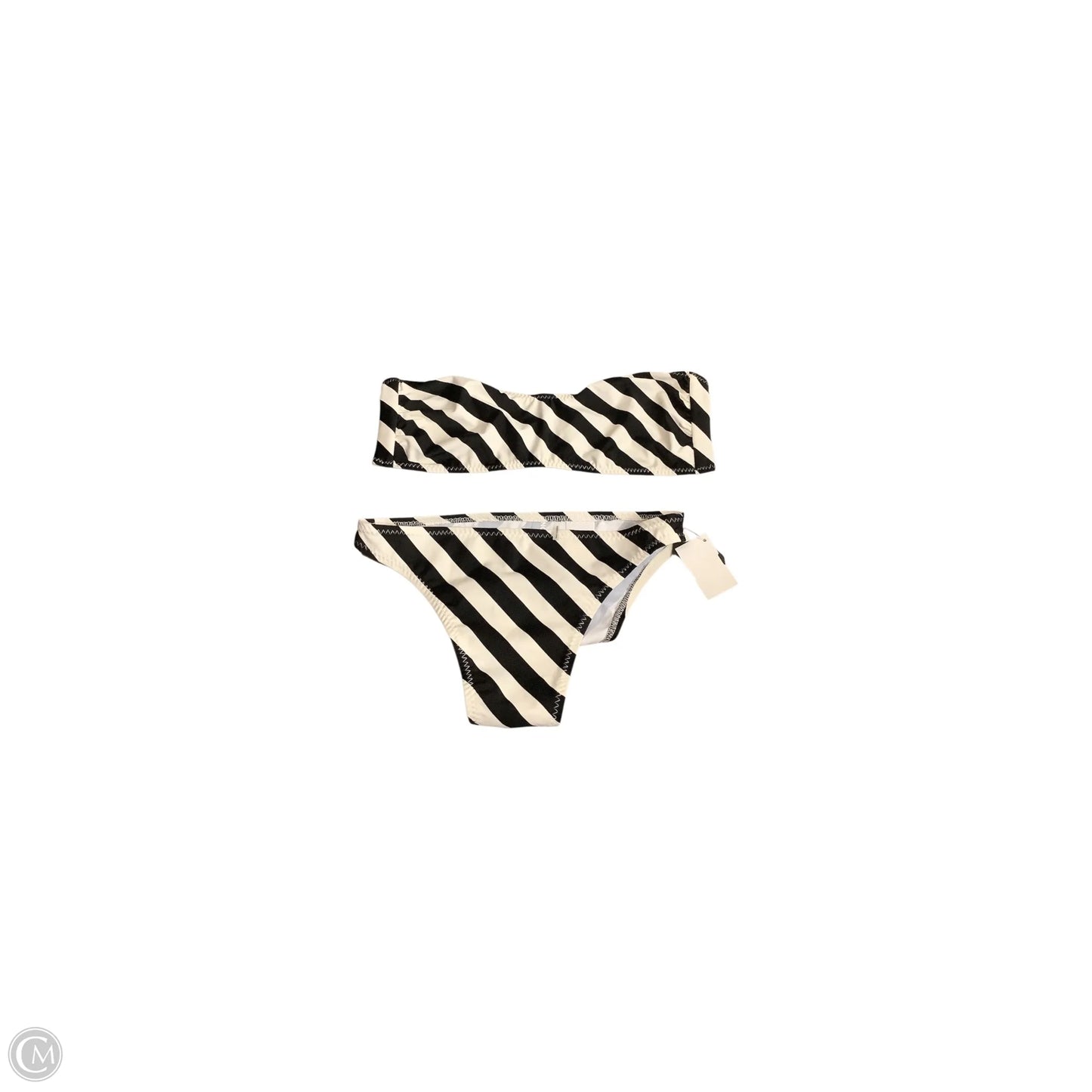Swimsuit 2pc By Norma Kamali In Black & Cream, Size: L