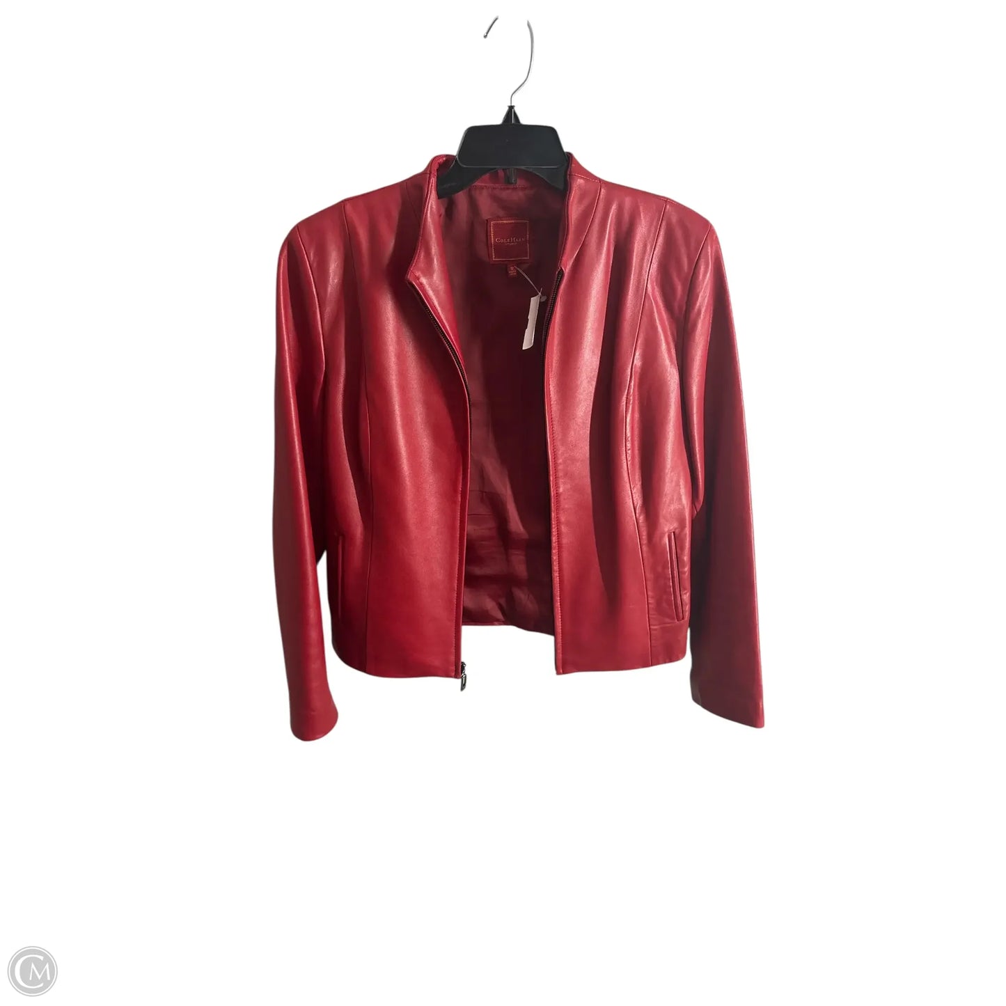 Jacket Leather By Cole-haan In Red, Size: 12