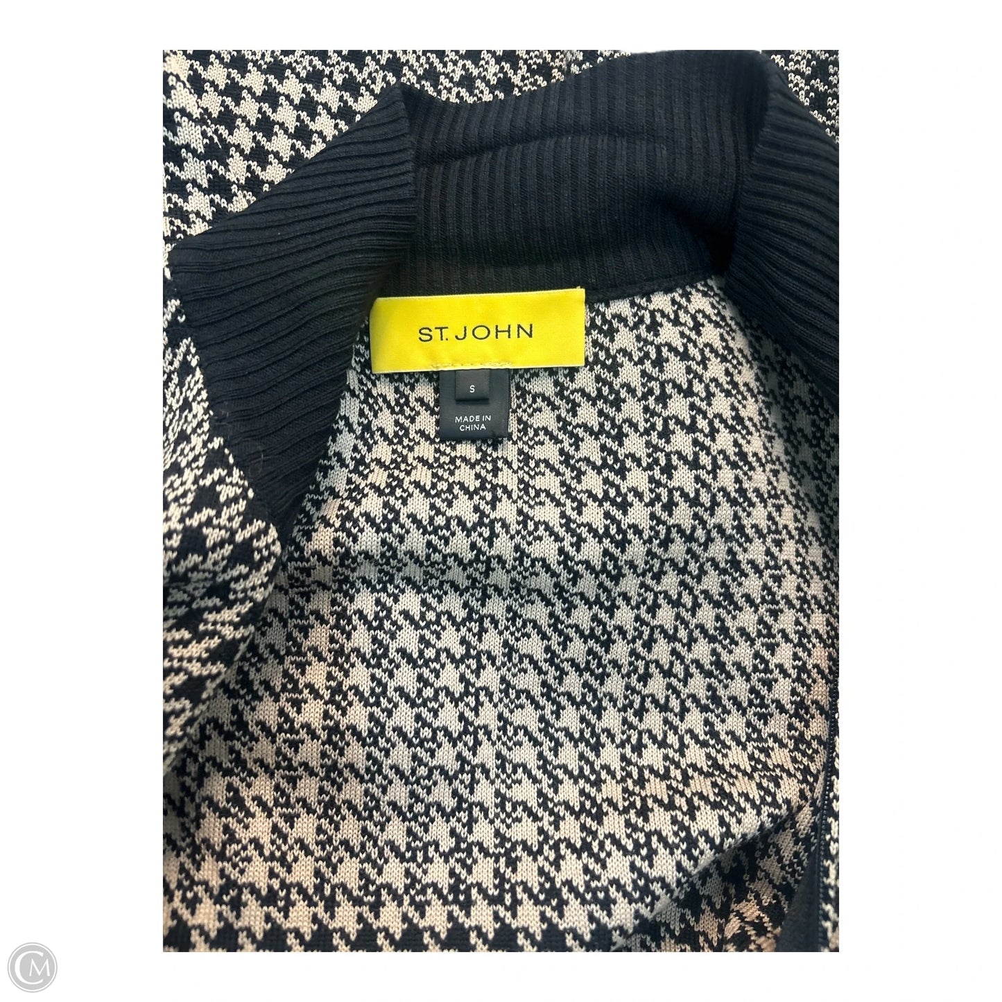 Cardigan Luxury Designer By St John Collection In Black & Tan, Size: S