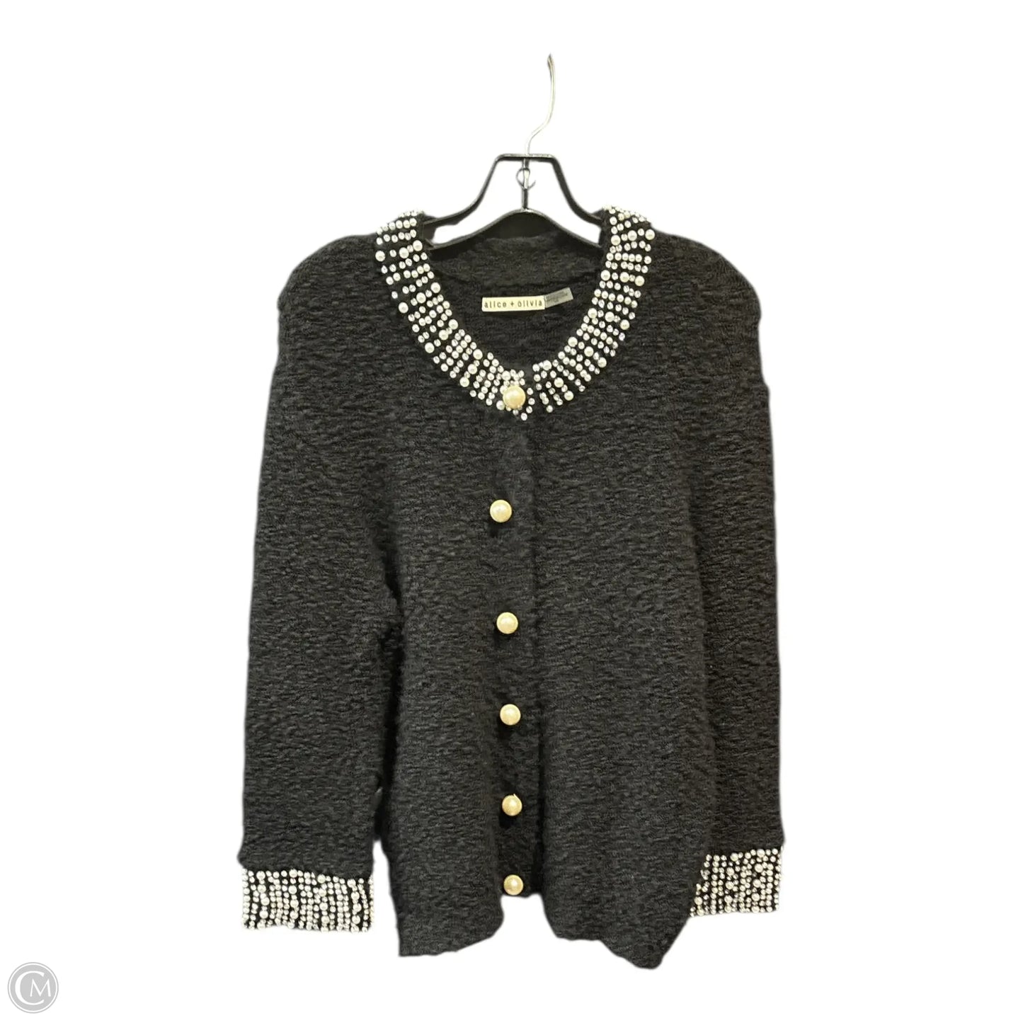 Sweater Cardigan Designer By Alice + Olivia In Black, Size: L