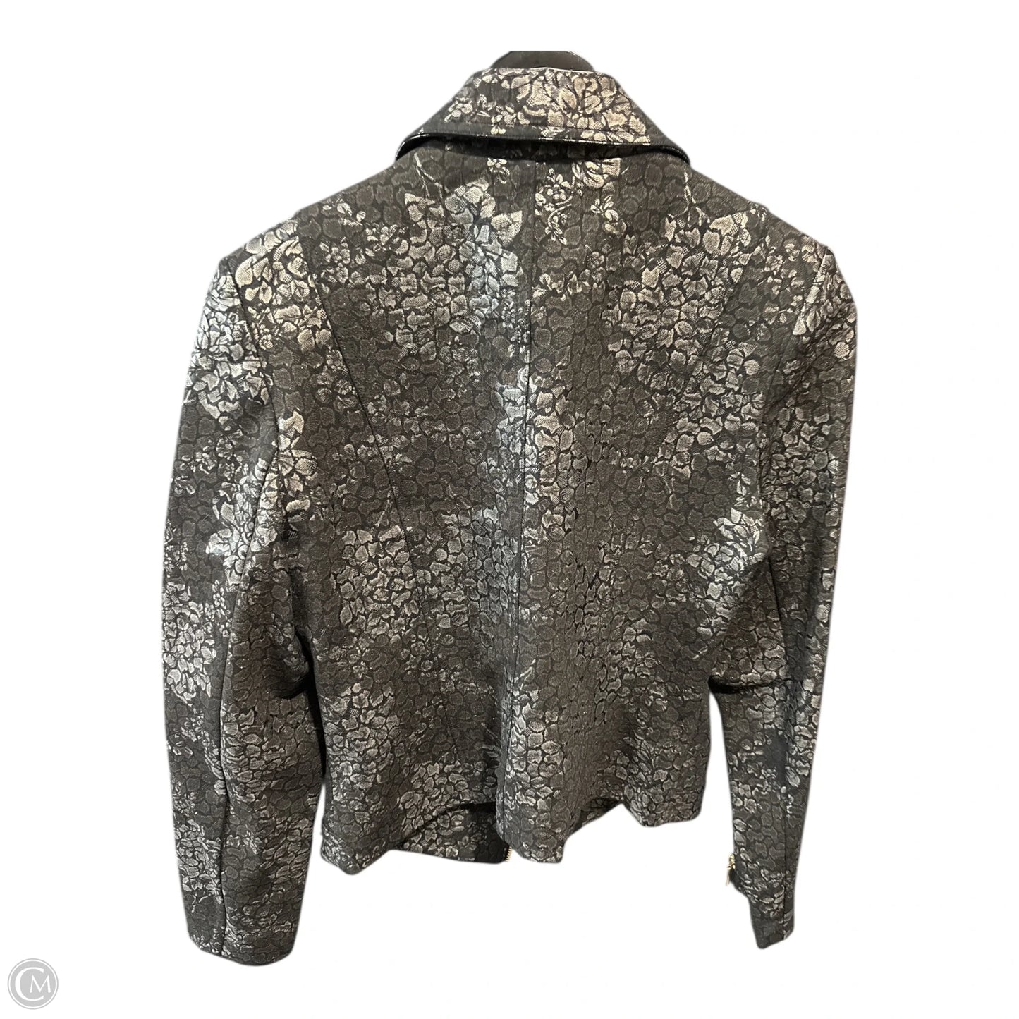 Jacket Moto By Clothes Mentor In Black & Grey, Size: 8