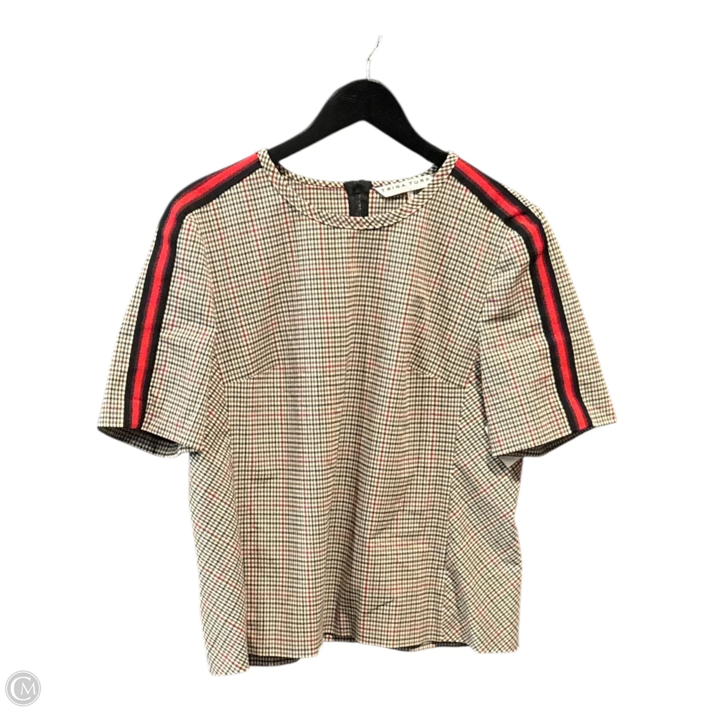 Top Short Sleeve Basic By Trina Turk In Plaid Pattern, Size: L