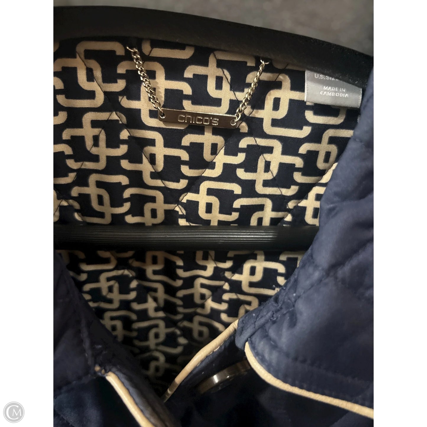 Jacket Puffer & Quilted By Chicos In Blue, Size: 12