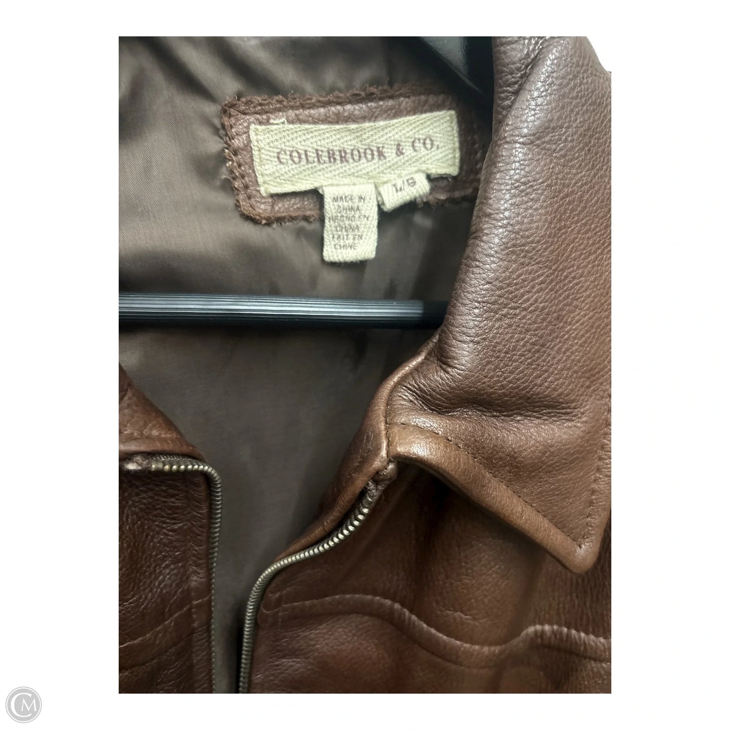 Jacket Leather By Colebrook In Brown, Size: L
