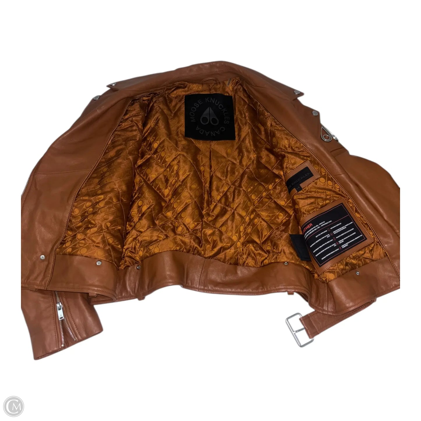 Jacket Moto Leather By Cma In Brown, Size: L