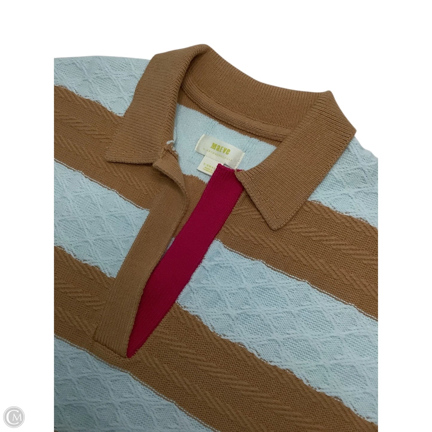 Sweater Short Sleeve By Maeve In Blue & Tan, Size: Xs