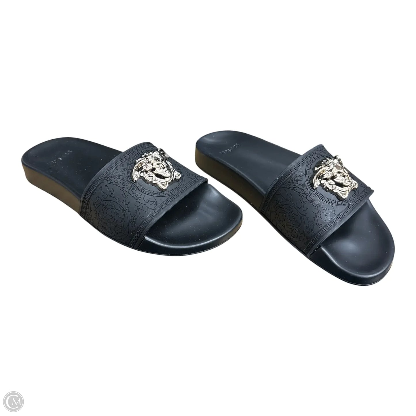 Sandals Luxury Designer By Versace In Black, Size: 7