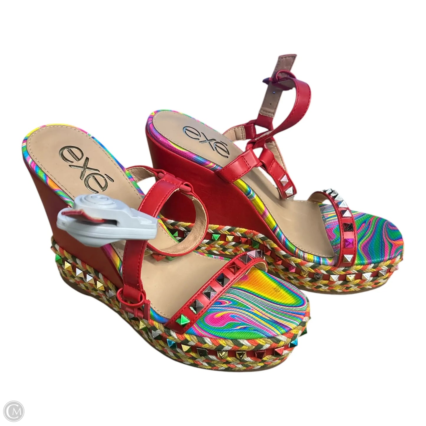 Shoes Heels Wedge By Clothes Mentor In Multi-colored