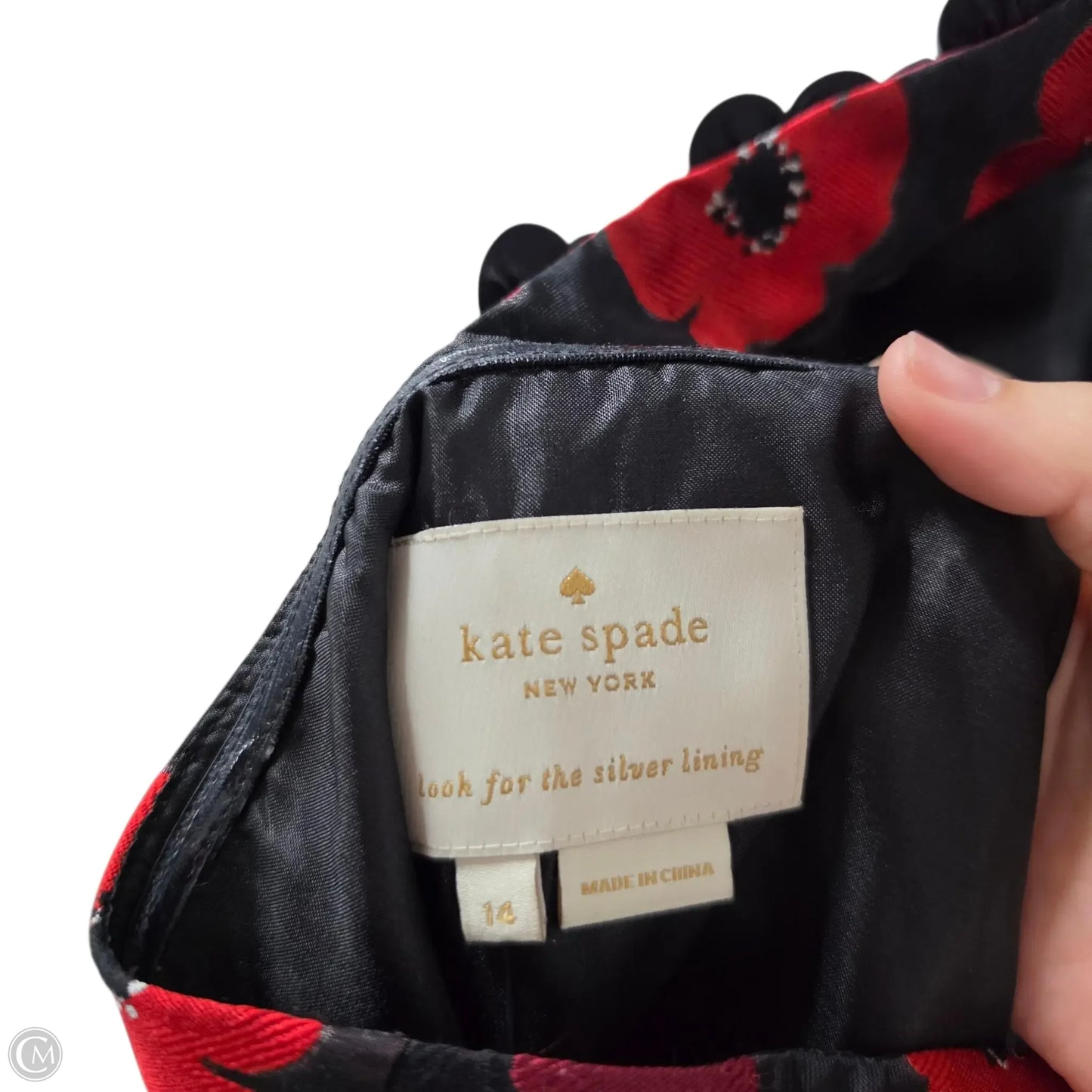 Dress Designer By Kate Spade In Black & Red, Size: 14