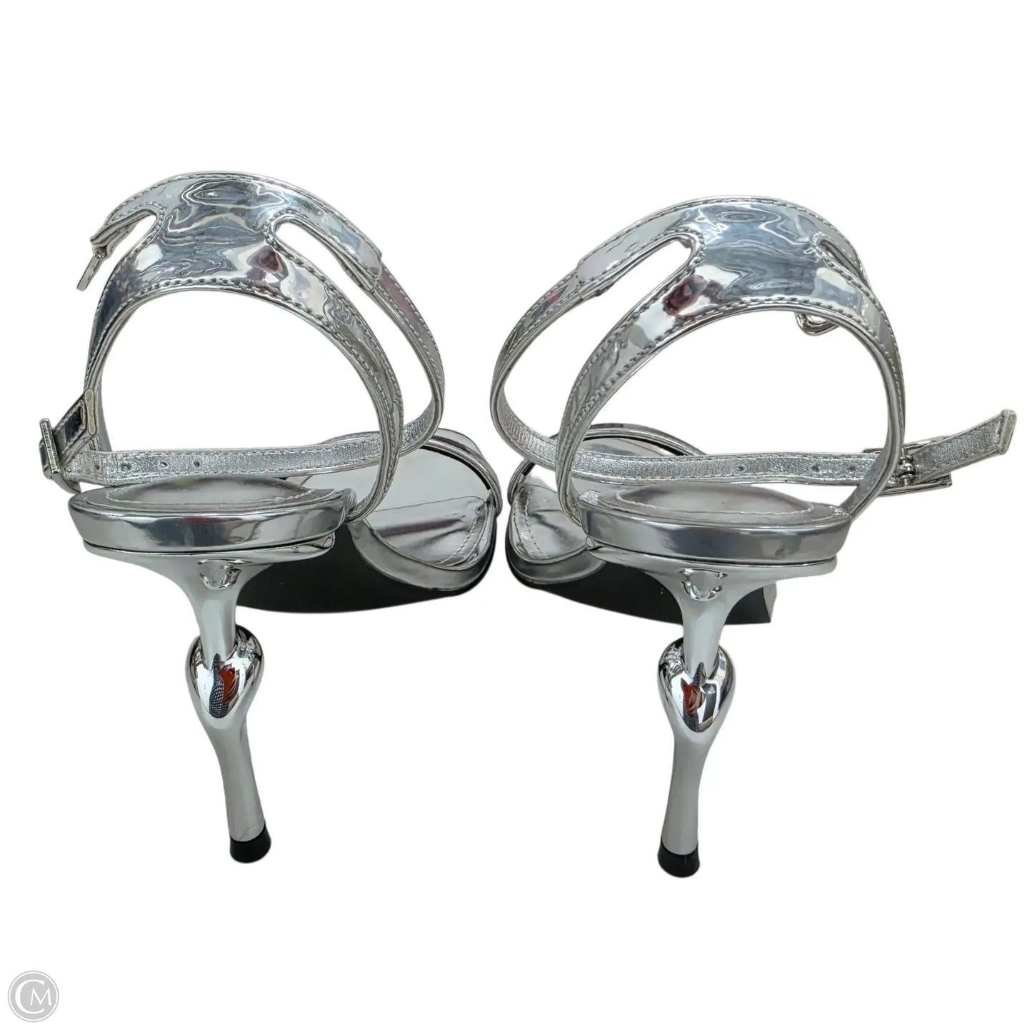 Sandals Heels Stiletto By Clothes Mentor In Silver, Size: 6