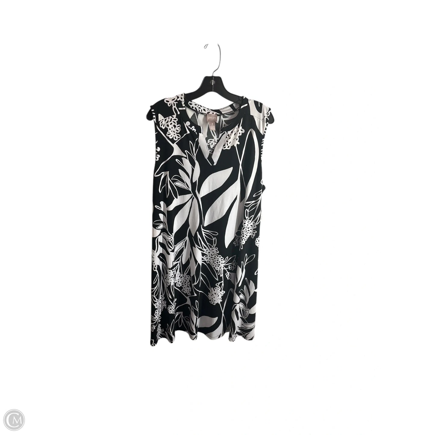 Dress Casual Midi By Chicos In Black & White, Size: L