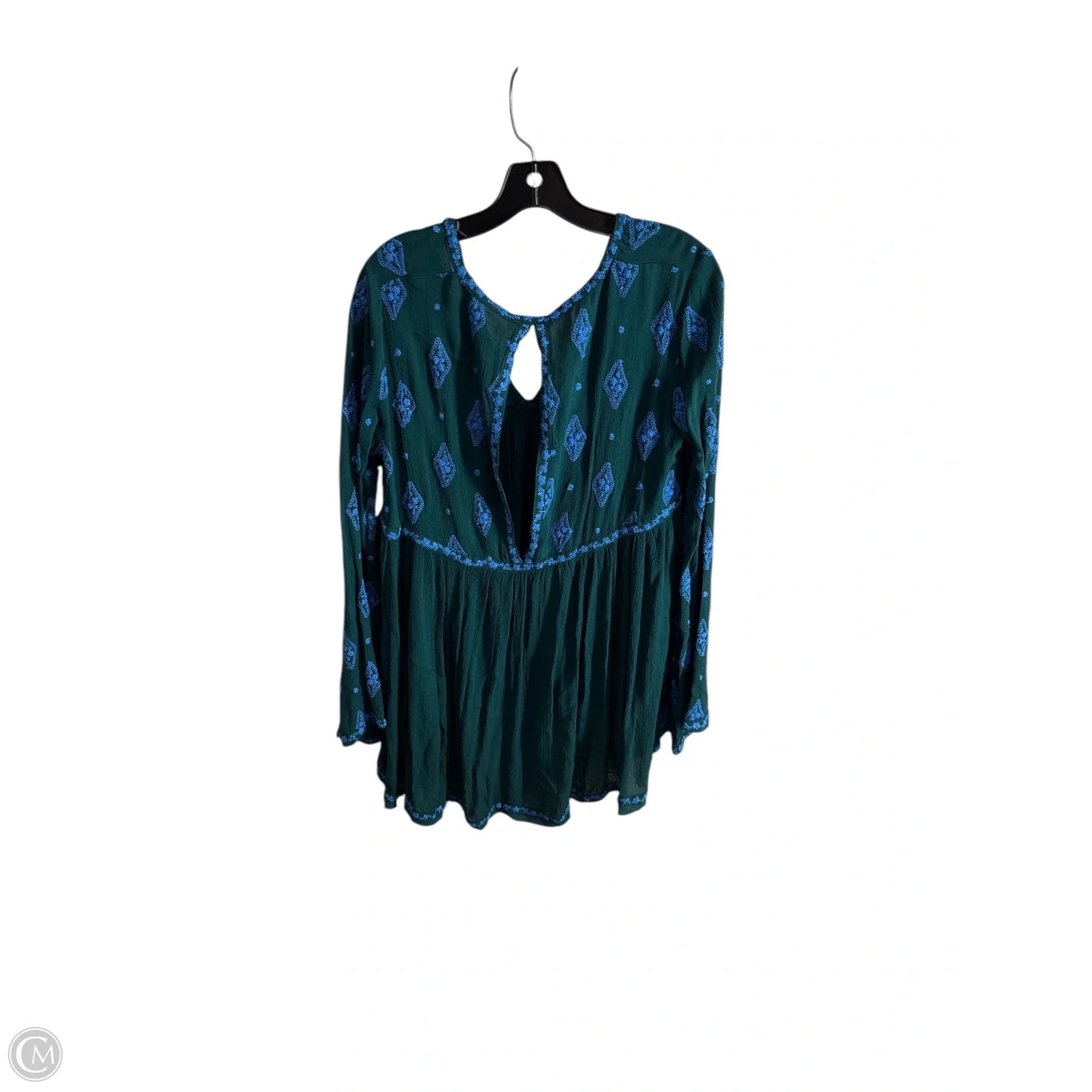 Top Long Sleeve By Free People In Blue & Green, Size: S