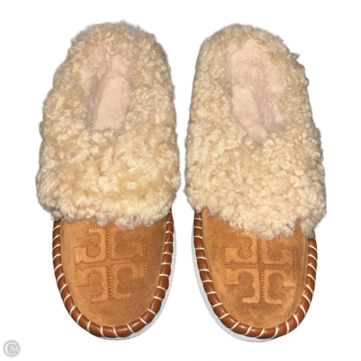 Slippers Designer By Tory Burch In Tan, Size: 10