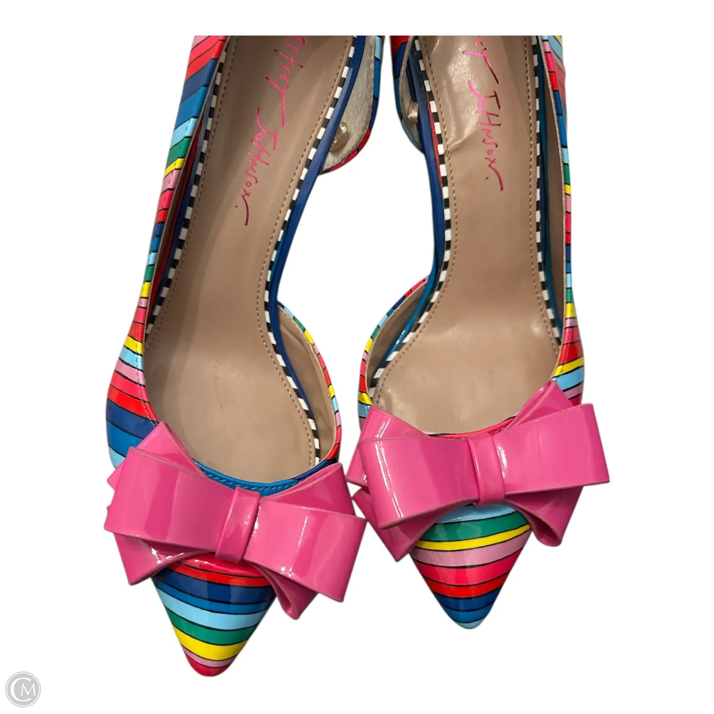 Shoes Heels Stiletto By Betsey Johnson In Rainbow Print, Size: 7.5