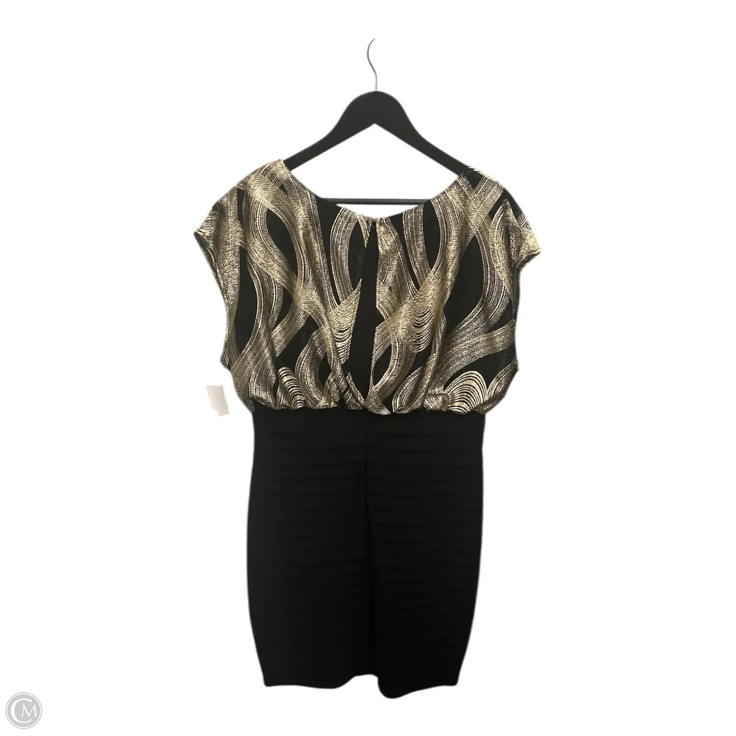 Dress Casual Midi By Frank Lyman In Black & Gold, Size: 16