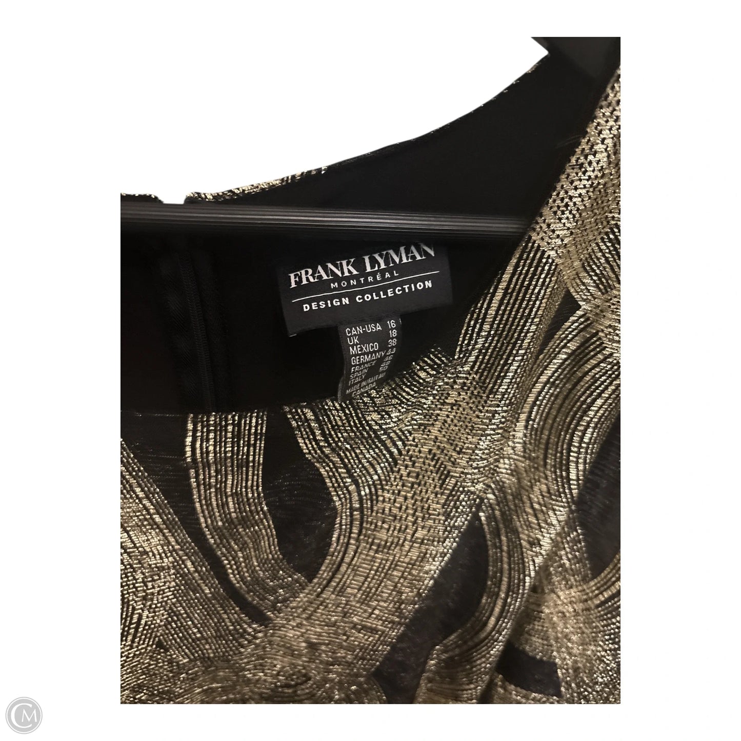 Dress Casual Midi By Frank Lyman In Black & Gold, Size: 16