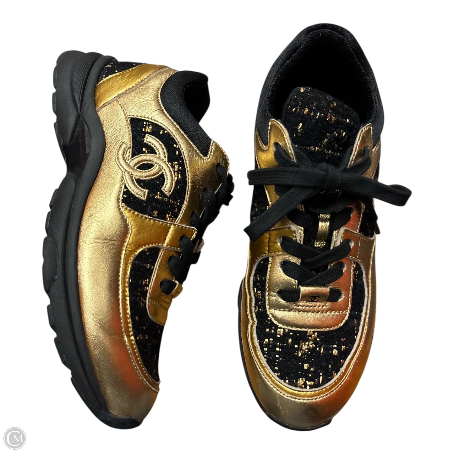 Shoes Luxury Designer By Chanel In Black & Gold