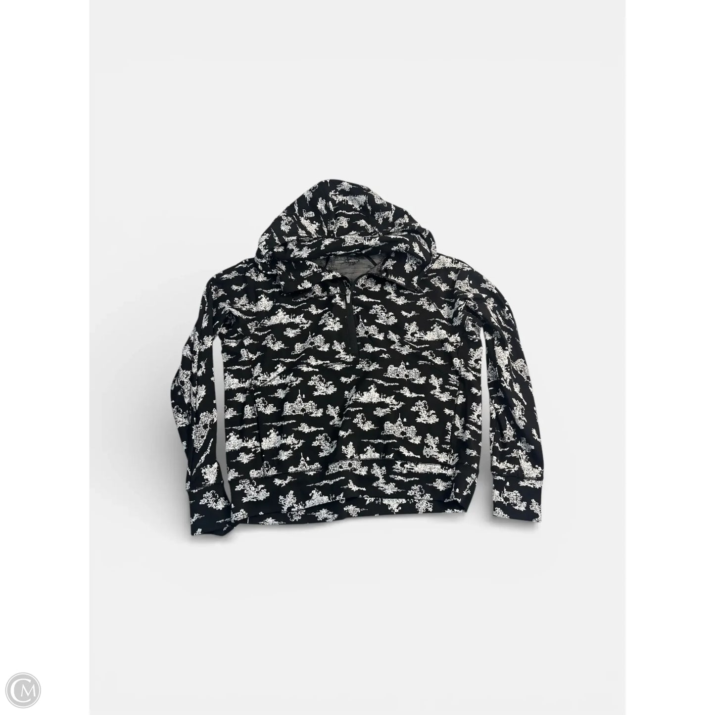 Sweatshirt Hoodie By Clothes Mentor In Black & White, Size: S