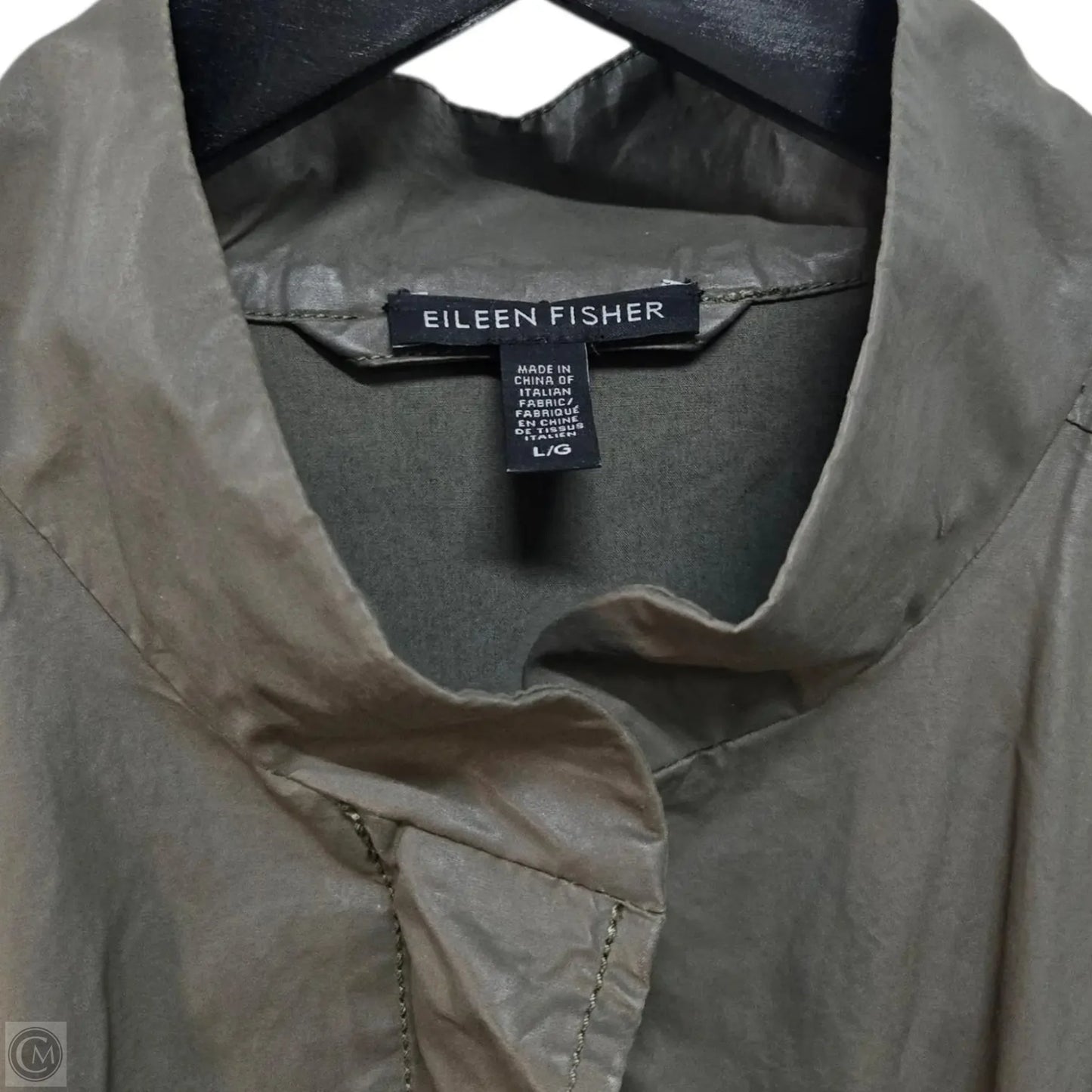 Coat Raincoat By Eileen Fisher In Green, Size: L