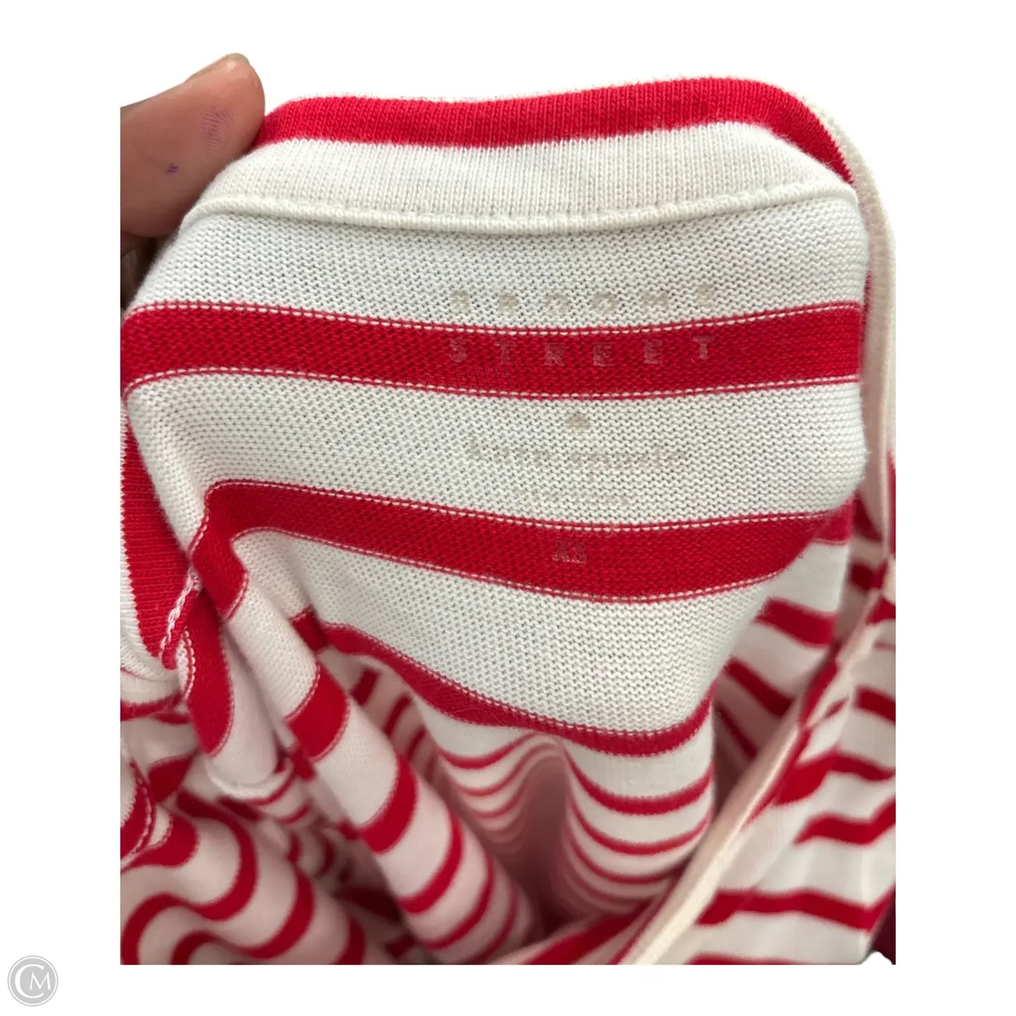 Top Long Sleeve Designer By Kate Spade In Red & White, Size: Xs
