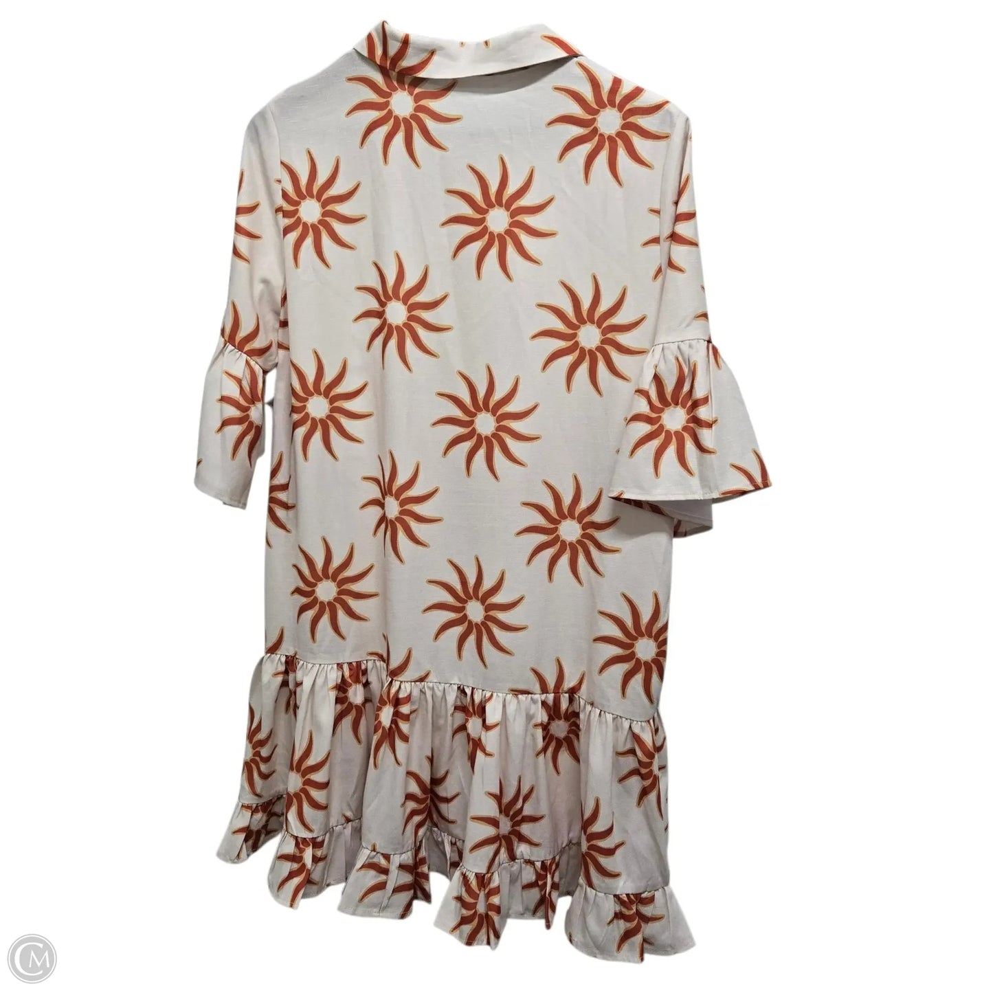 Dress Casual Midi By Petal & Pup In Orange & Tan, Size: L