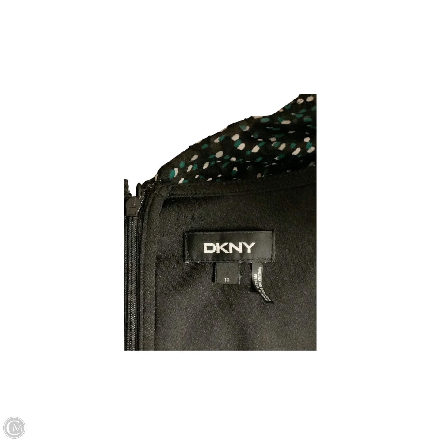 Dress Casual Midi By Dkny In Black & Green, Size: 14