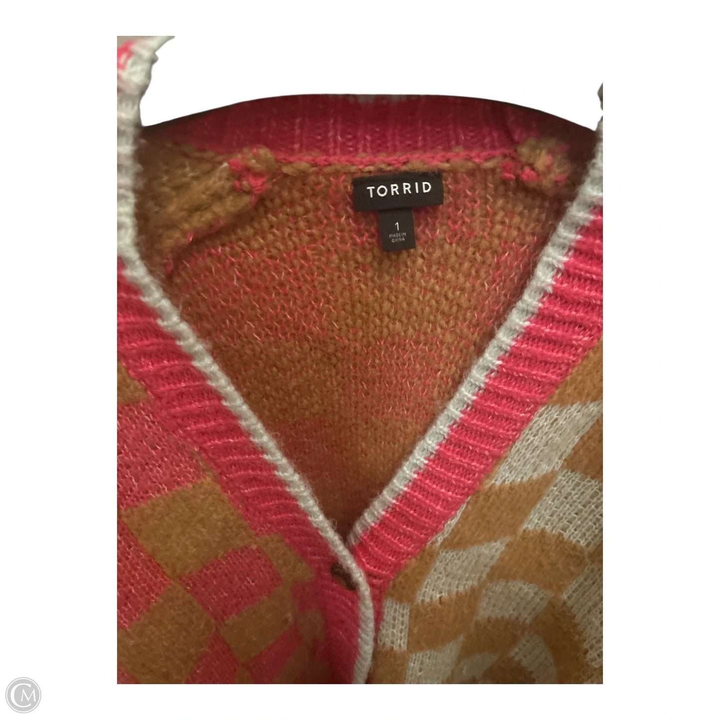 Sweater Cardigan By Torrid In Checkered Pattern, Size: L