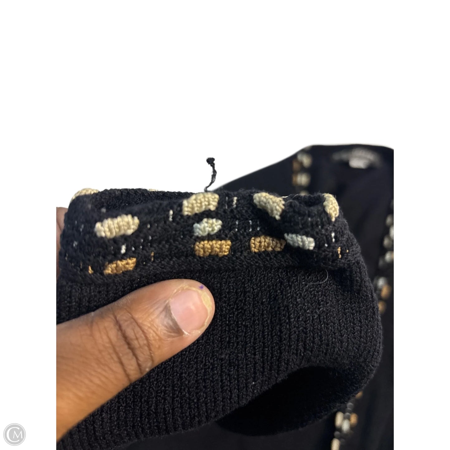 Sweater Cardigan Luxury Designer By St John Collection In Black & Tan, Size: 10