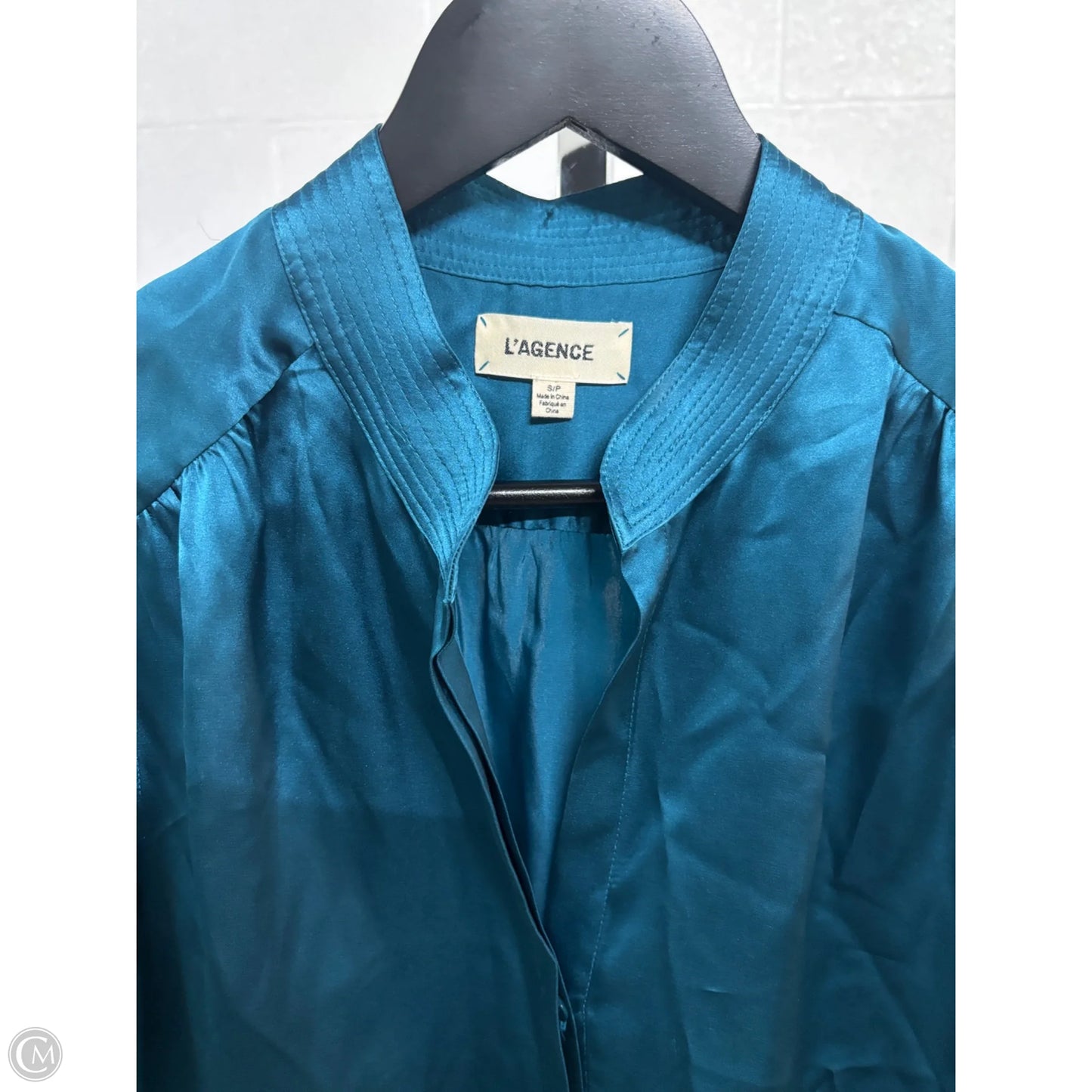 Top Long Sleeve Basic By L Agence In Teal, Size: S