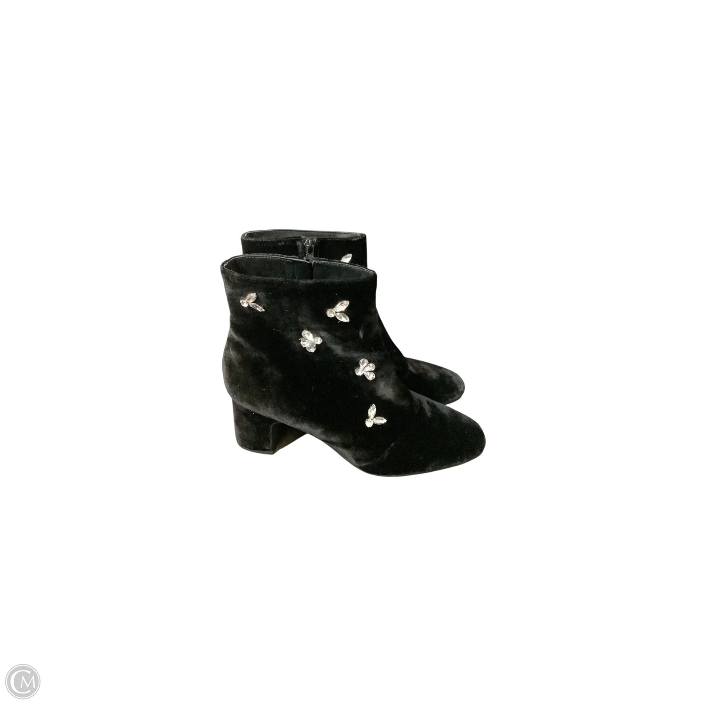 Boots Ankle Heels By Anne Klein In Black & Silver, Size: 10