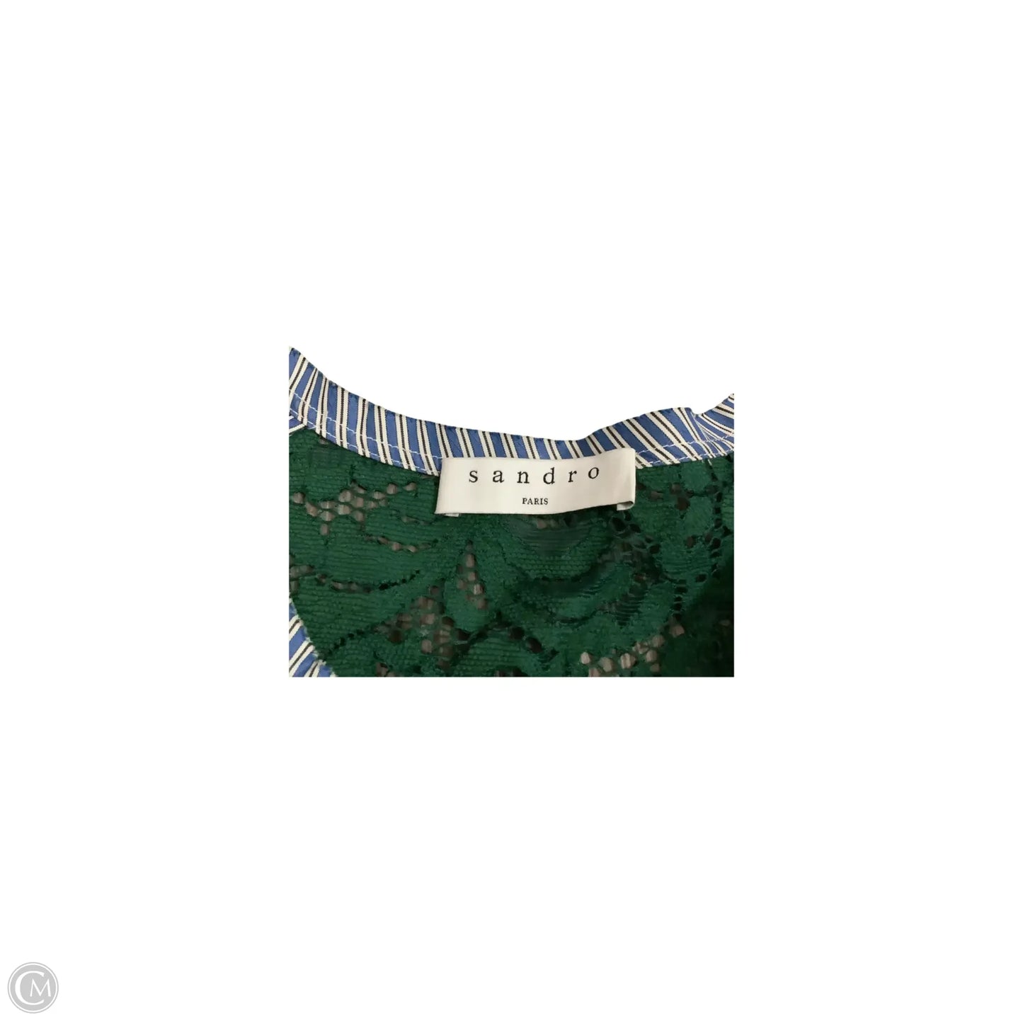 Top Short Sleeve Designer By Sandro In Cream & Green, Size: M