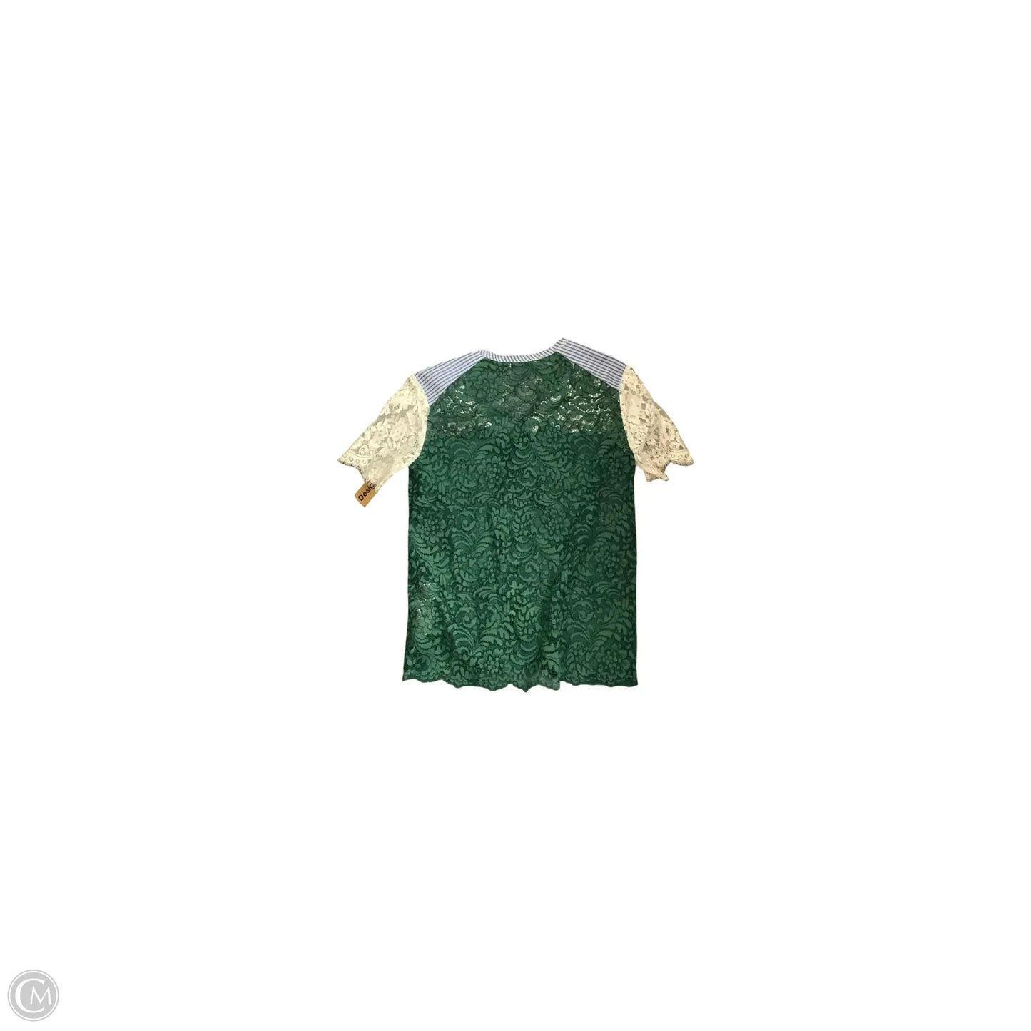 Top Short Sleeve Designer By Sandro In Cream & Green, Size: M