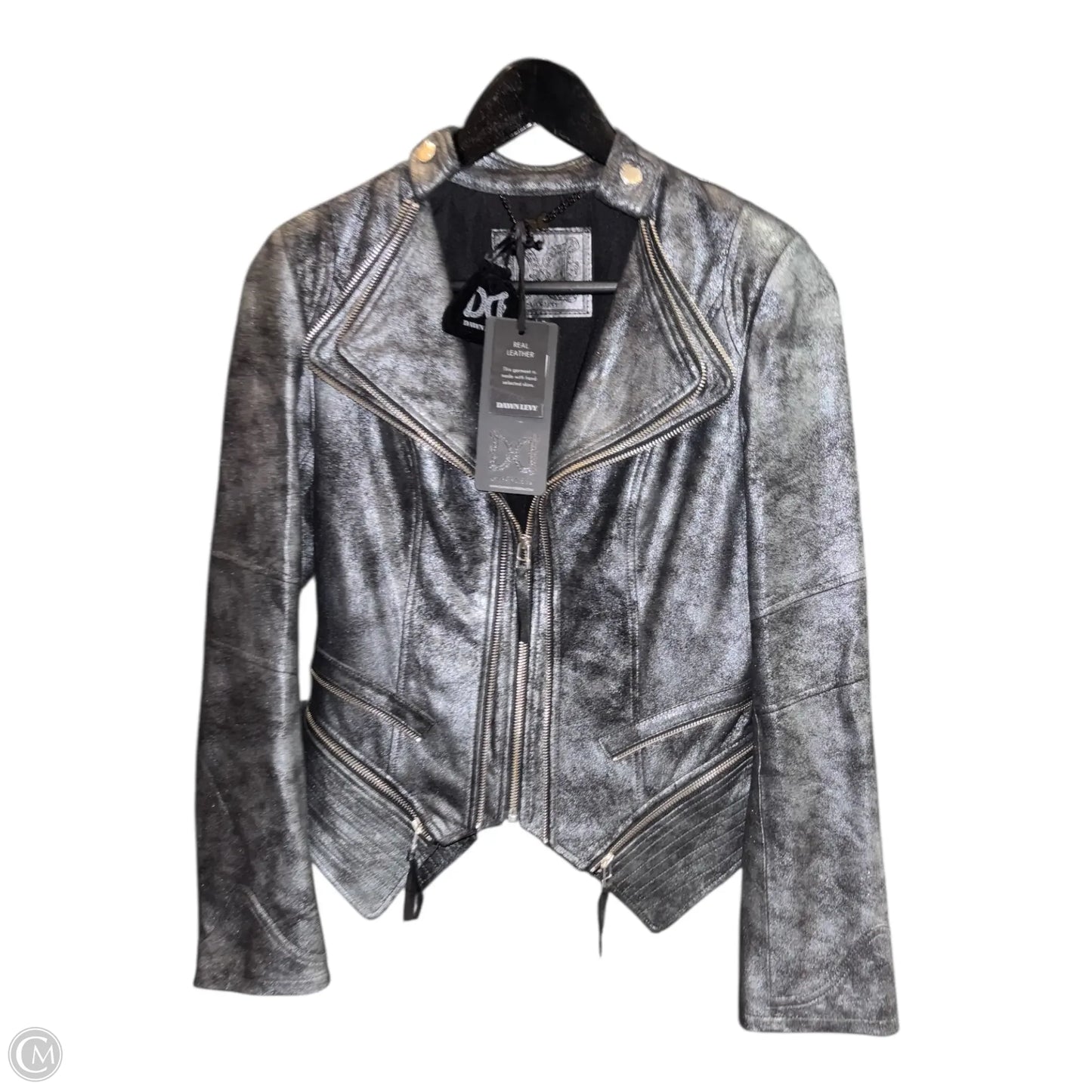 Jacket Leather By Dawn Levy In Grey, Size: S