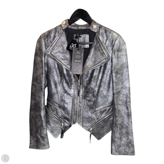 Jacket Leather By Dawn Levy In Grey, Size: S