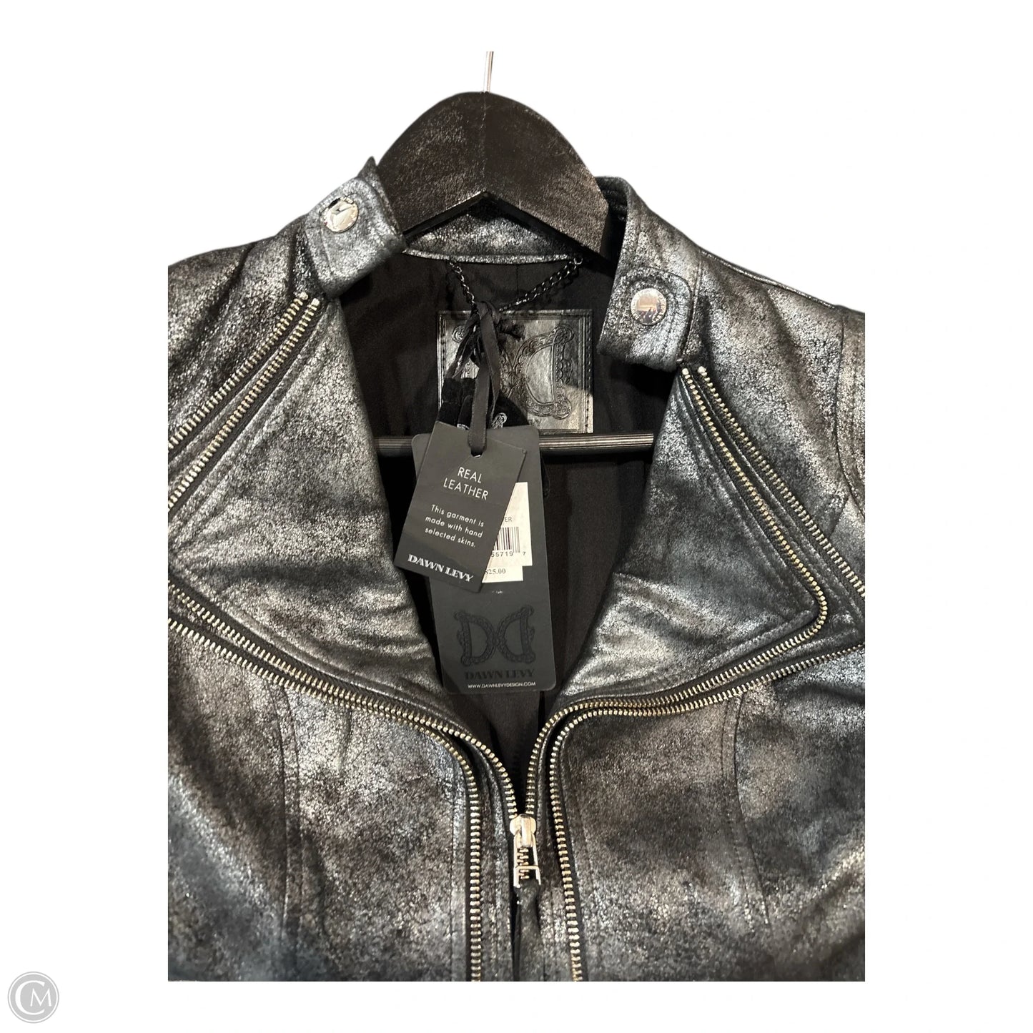 Jacket Leather By Dawn Levy In Grey, Size: S