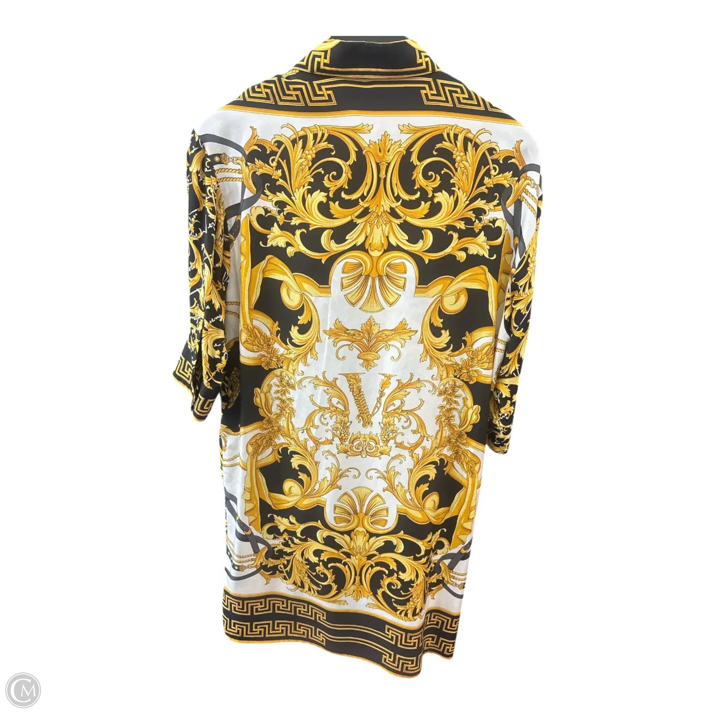 Dress Luxury Designer By Versace In Black & Yellow, Size: 6