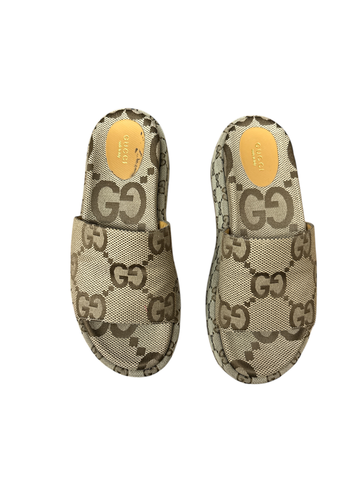 Sandals Luxury Designer By Gucci In Brown, Size: 9