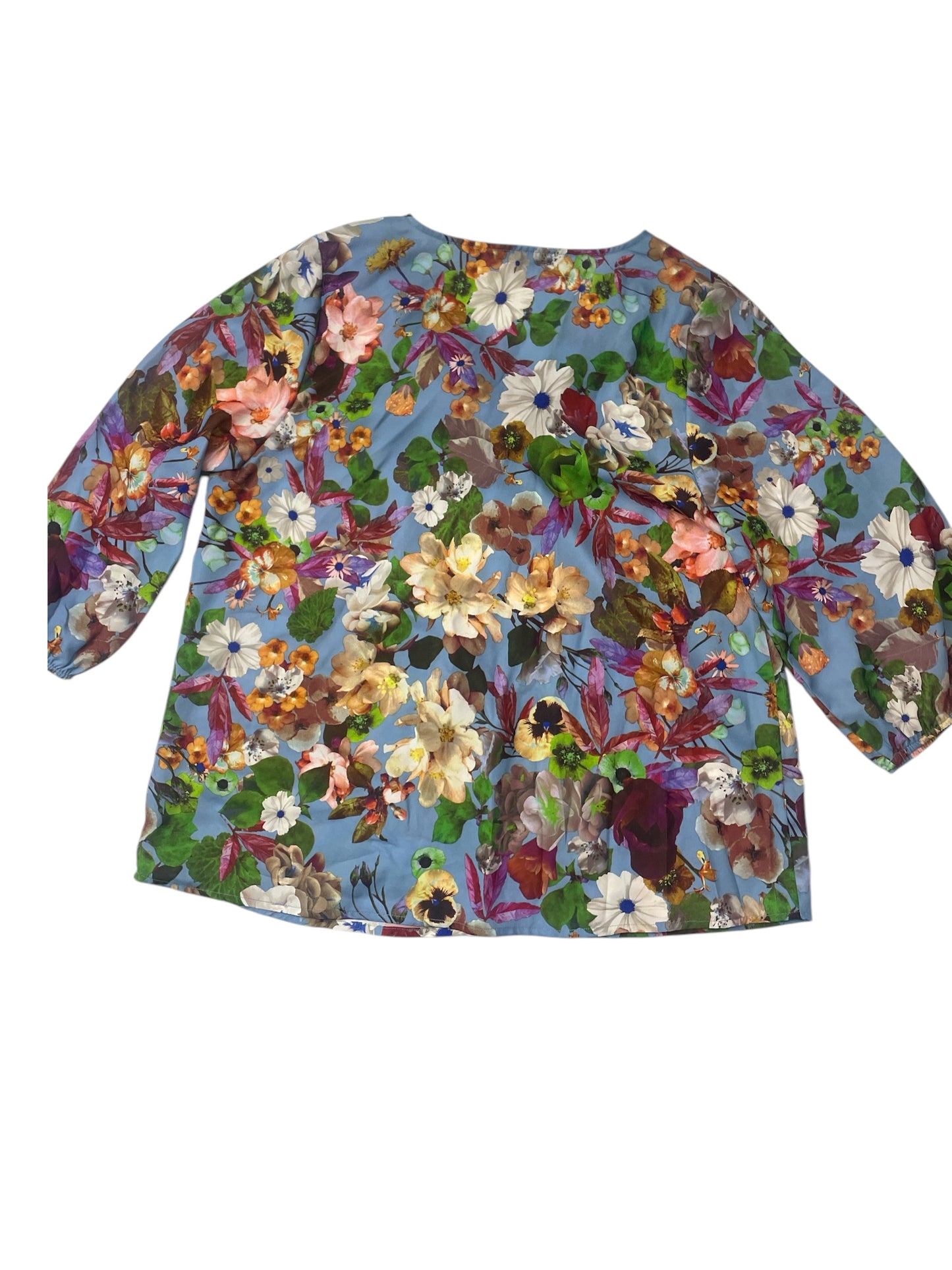 Top Long Sleeve Basic By Isaac Mizrahi Live Qvc In Floral Print, Size: M