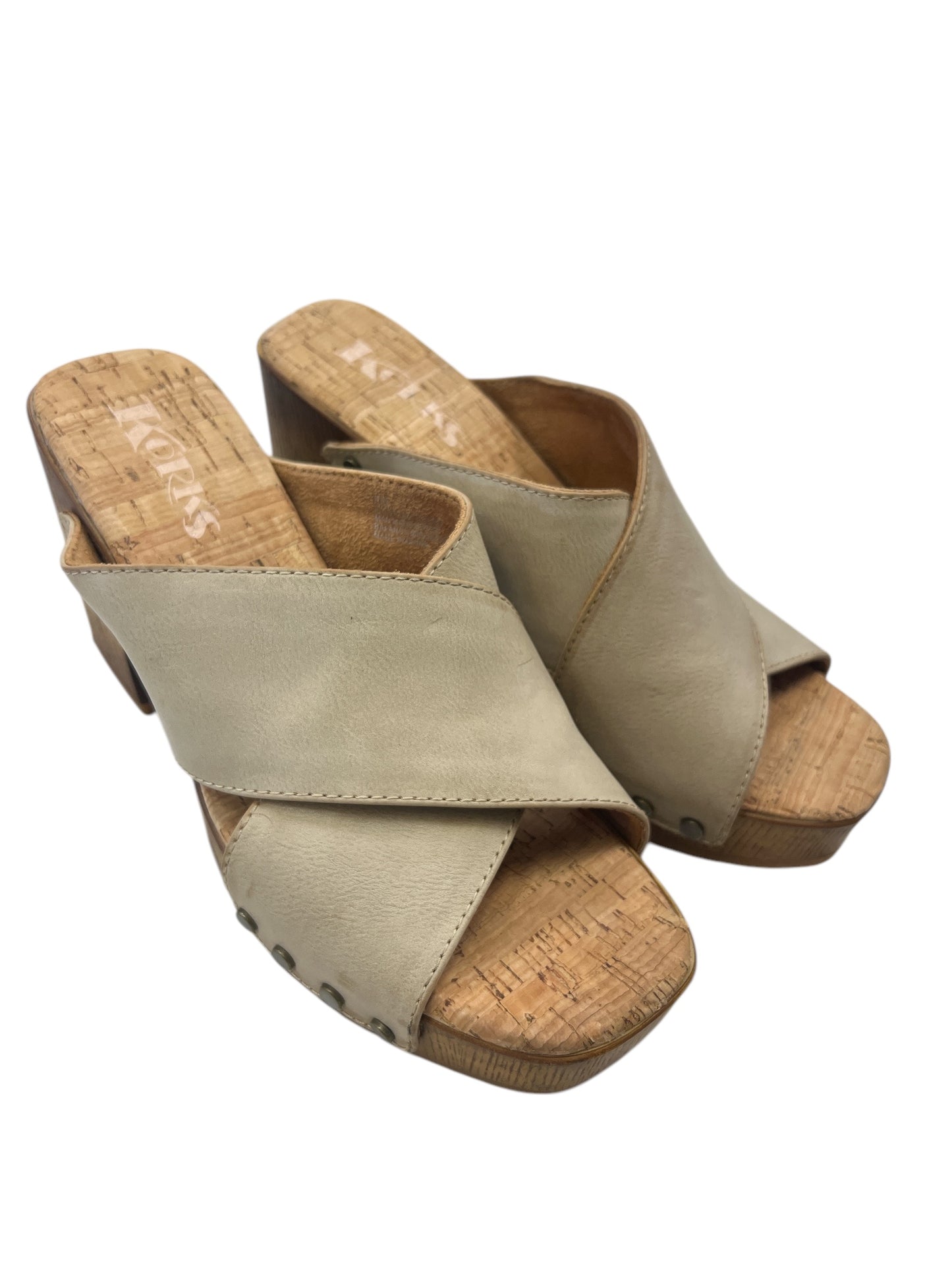 Sandals Heels Block By Korks In Tan, Size: 8