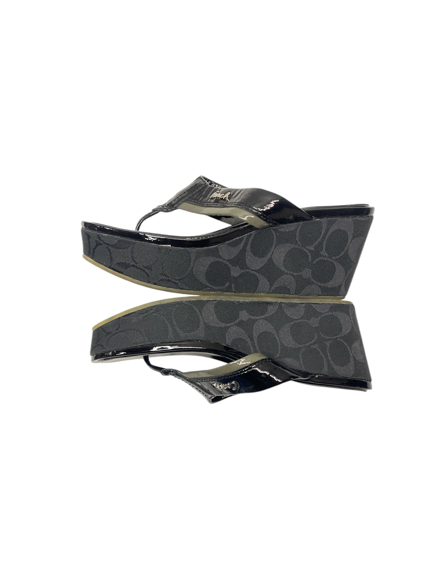 Sandals Heels Wedge By Coach In Black, Size: 8.5