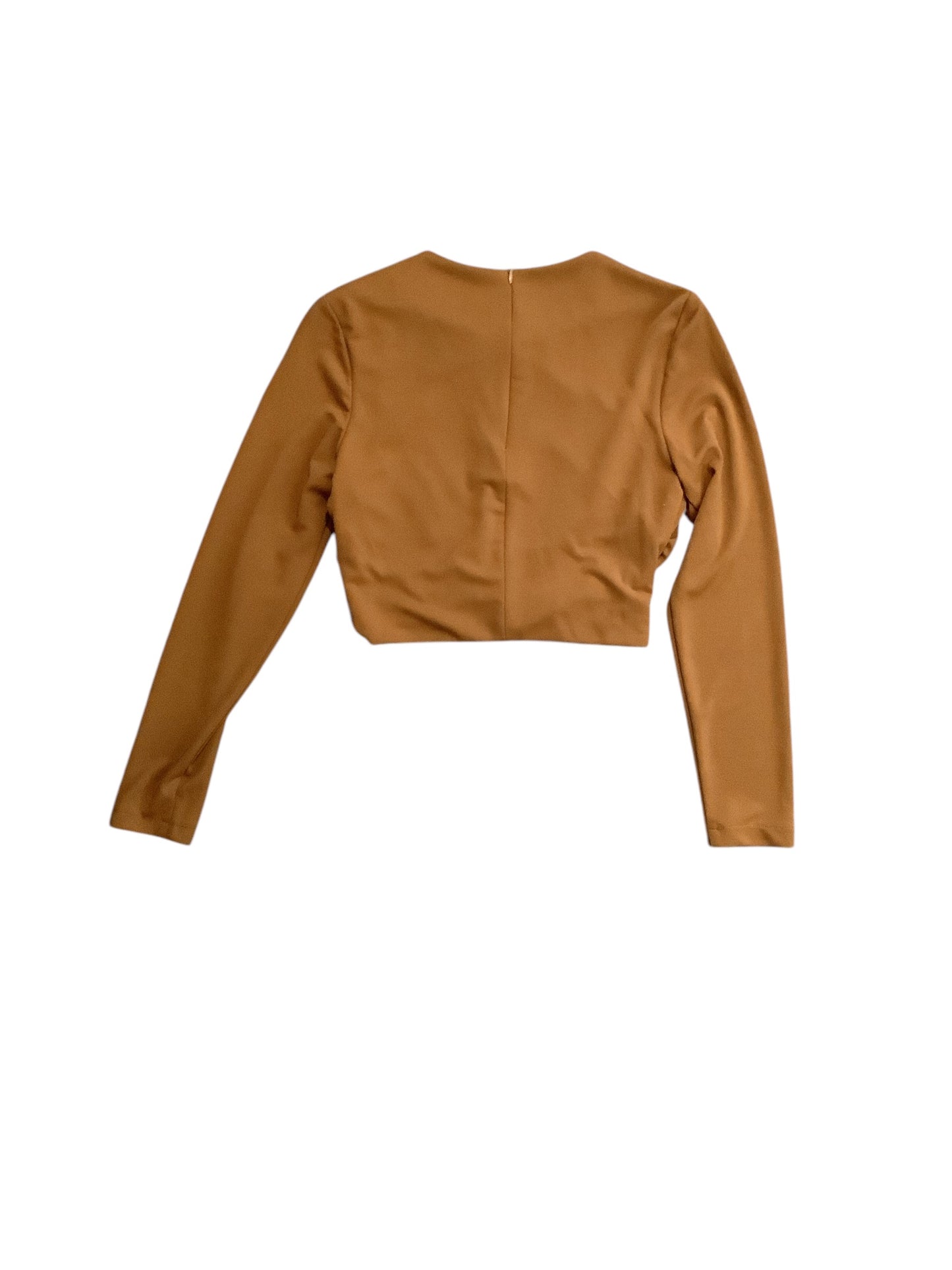 Top Long Sleeve Basic By Zara In Brown, Size: M