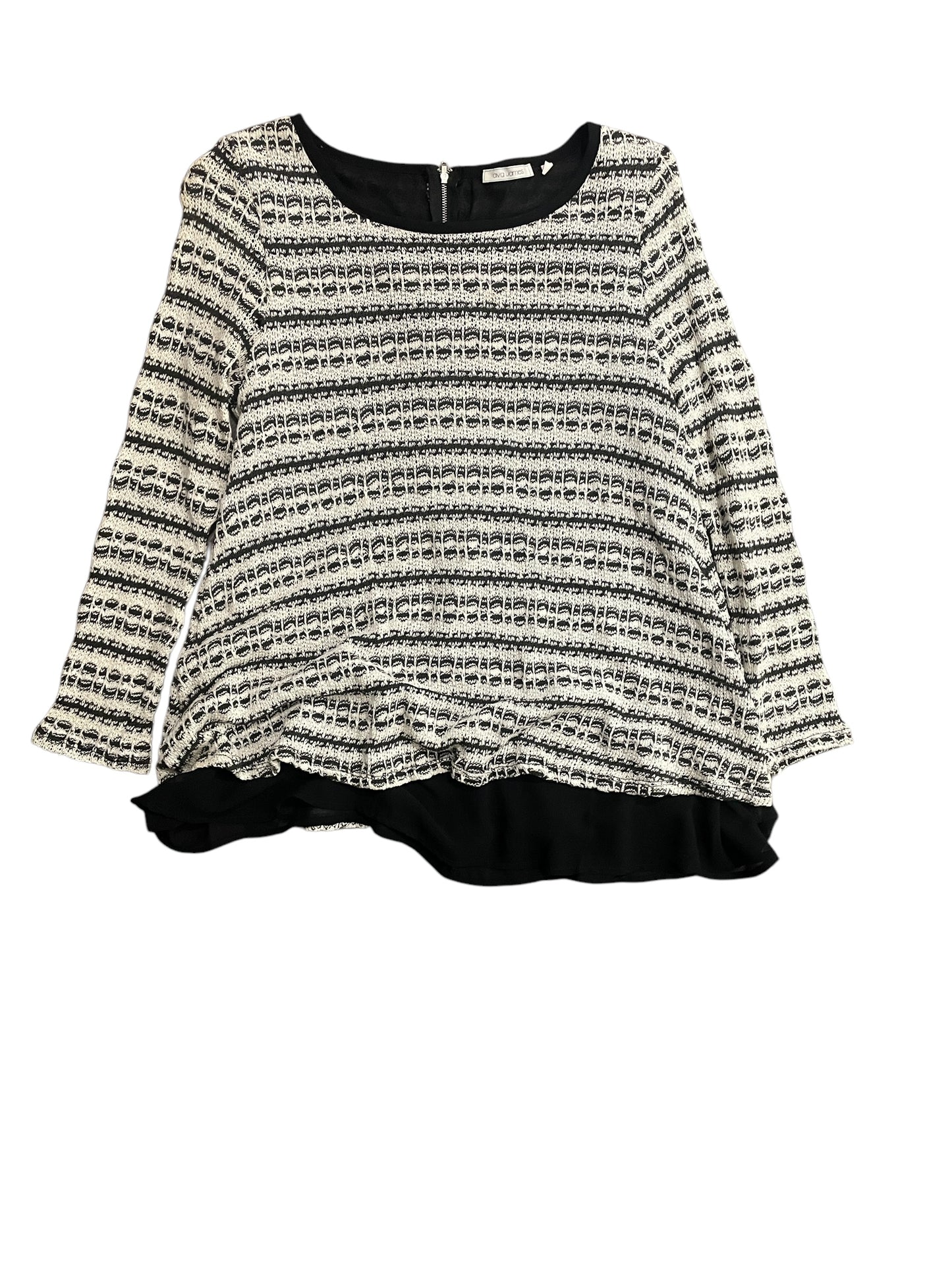 Top Long Sleeve Basic By Ava James In Black & White, Size: M