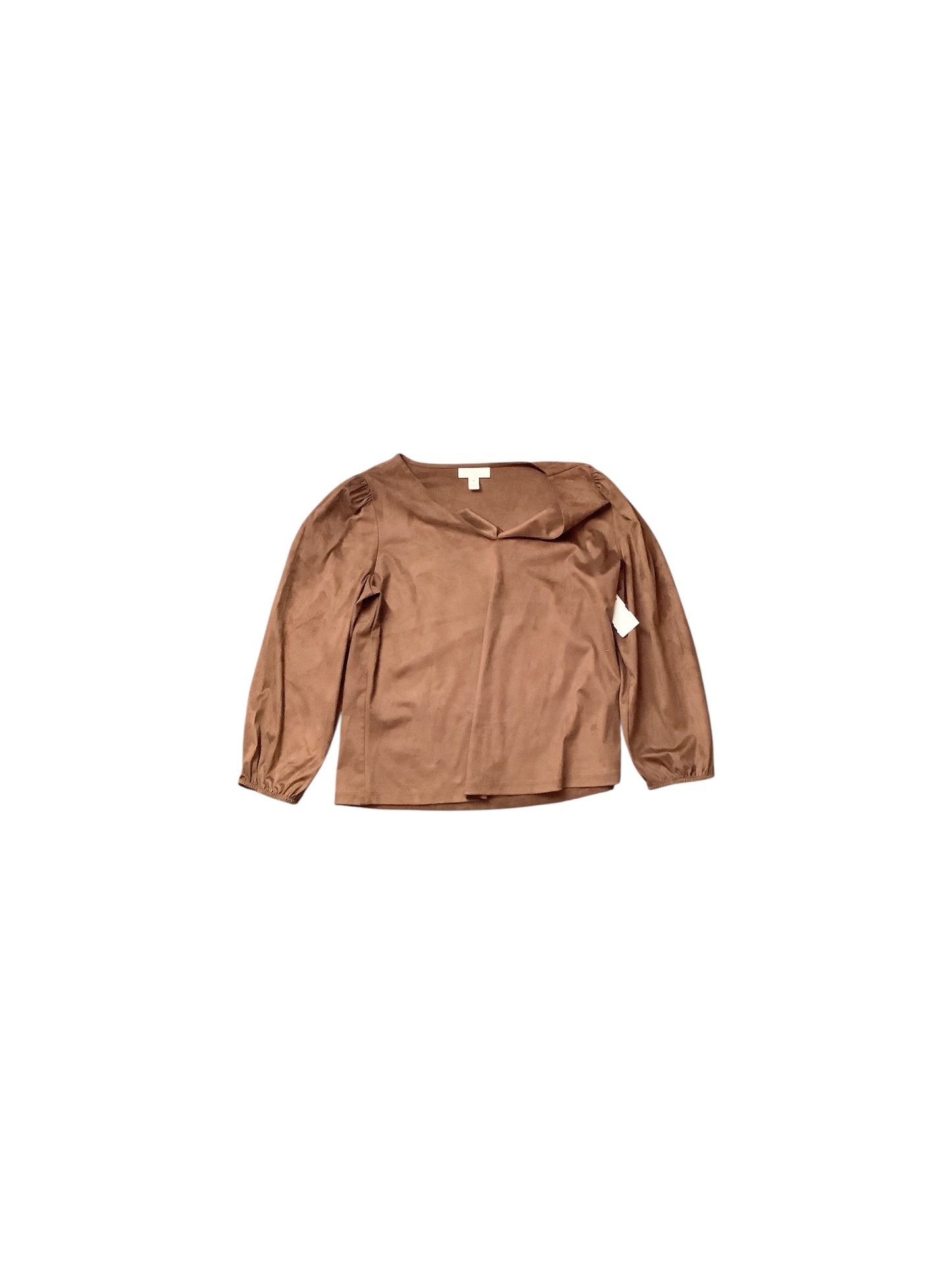 Top Long Sleeve Basic By Morgan Taylor In Brown, Size: M