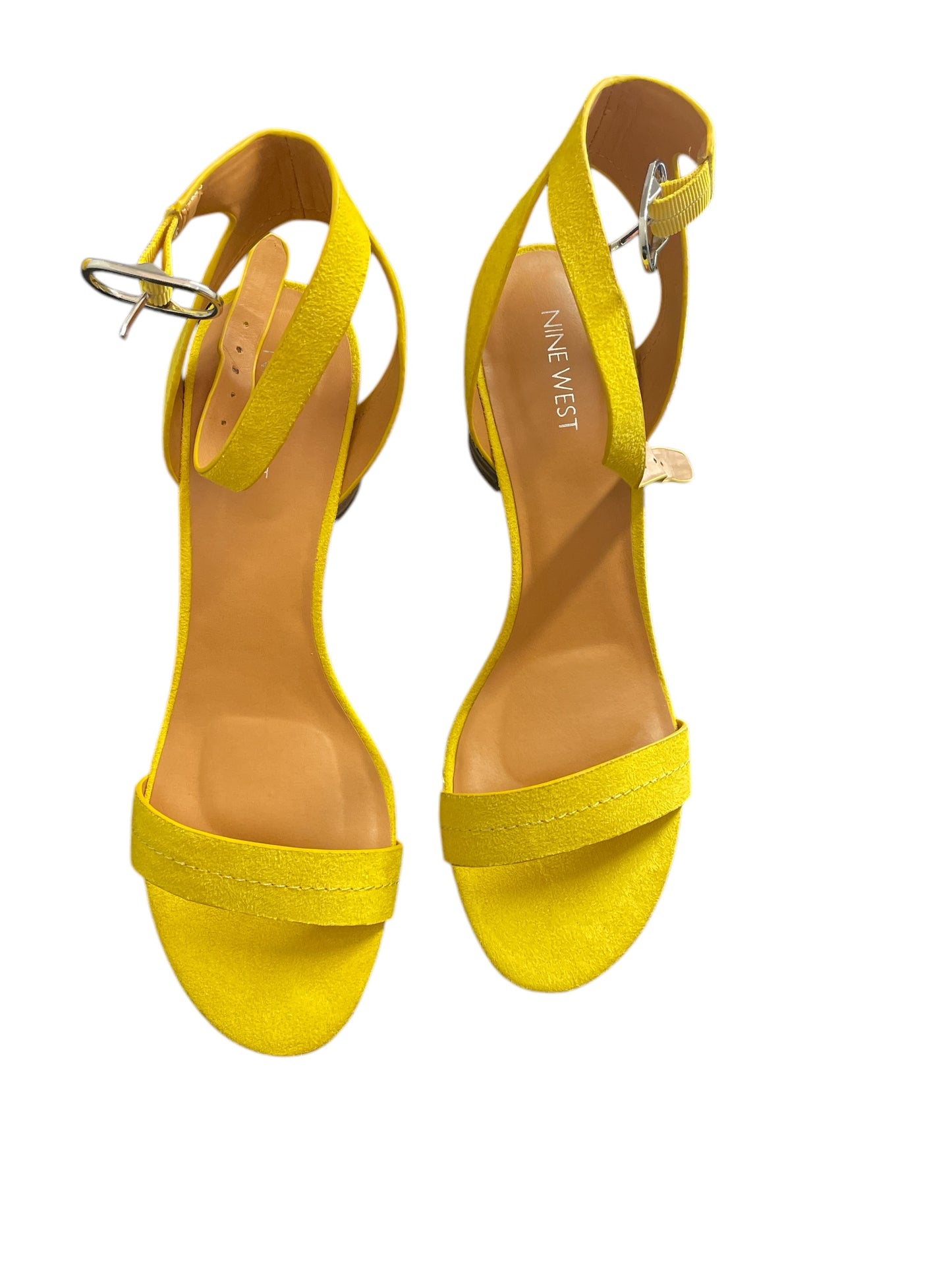 Sandals Heels Block By Nine West In Yellow, Size: 10