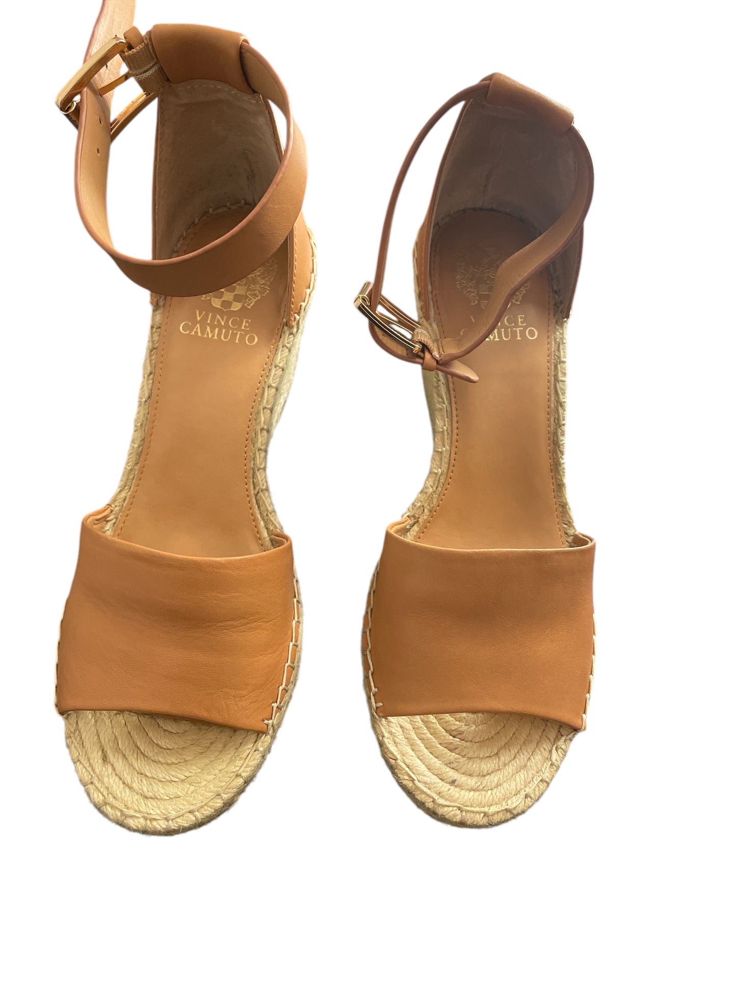 Sandals Heels Wedge By Vince Camuto In Tan, Size: 9.5