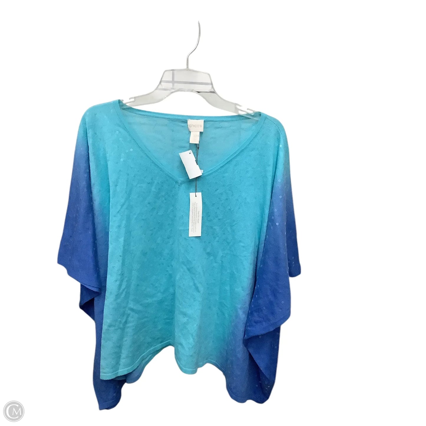 Poncho By Chicos In Blue, Size: Osfm