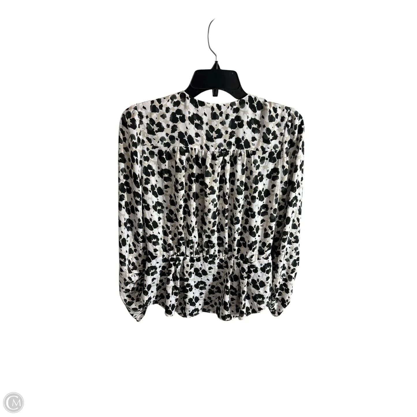 Top Long Sleeve Basic By Cabi In Black & White, Size: S