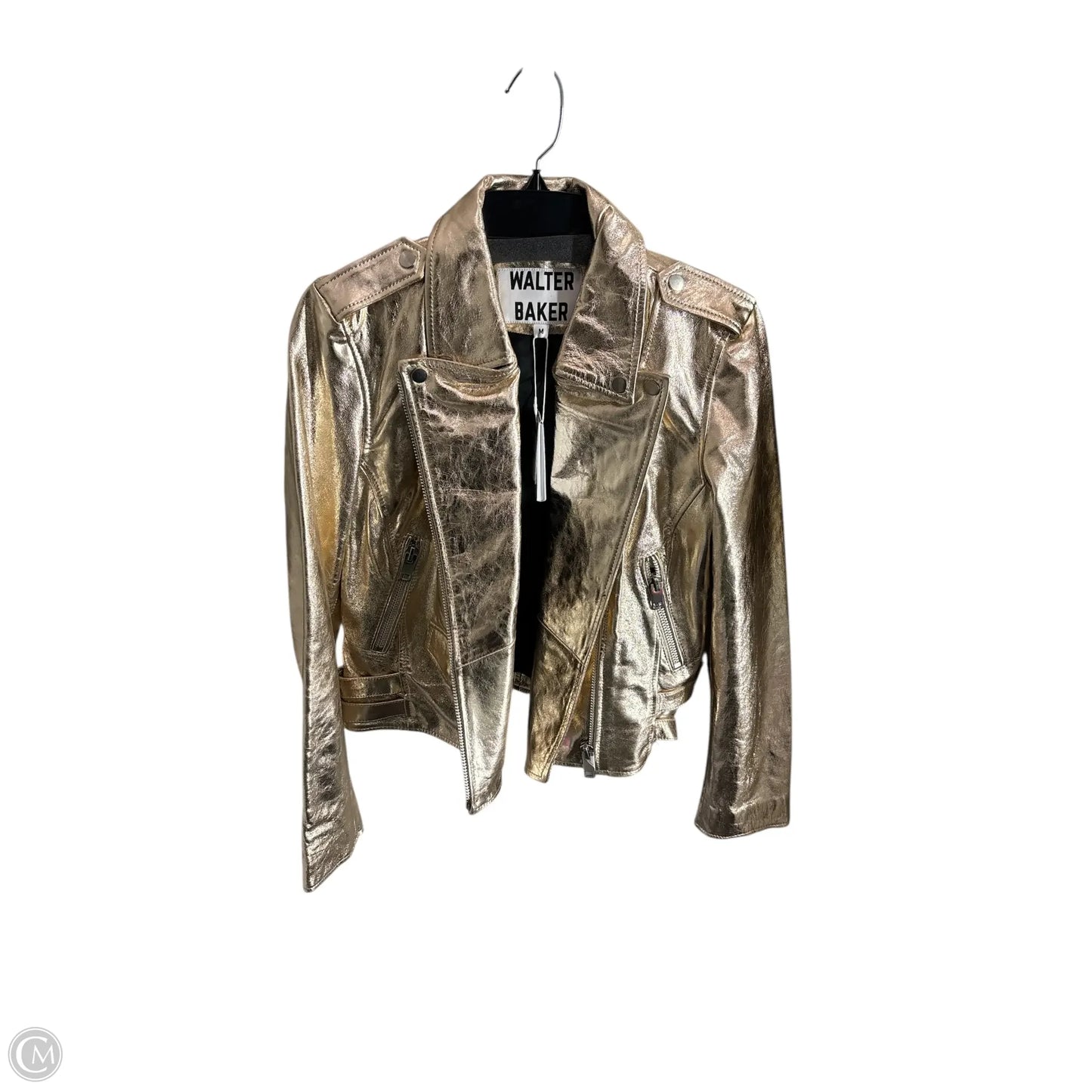 Jacket Moto Leather By Walter Baker In Gold, Size: M