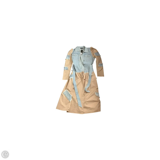 Dress Casual Midi By Clothes Mentor In Blue & Tan, Size: L