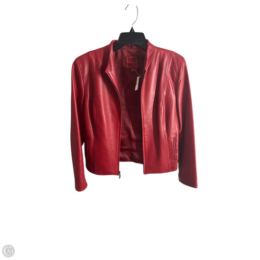 Jacket Leather By Cole-haan In Red, Size: 12